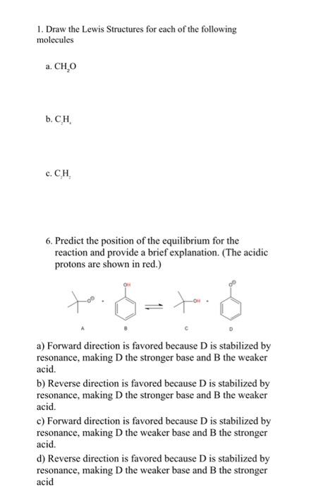 Solved 1. Draw the Lewis Structures for each of the Chegg