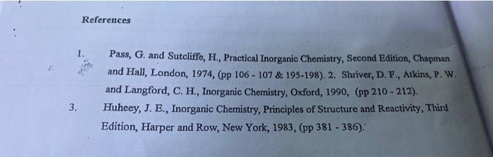 1. Pass, G. and Sutcliffe, H., Practical Inorganic | Chegg.com