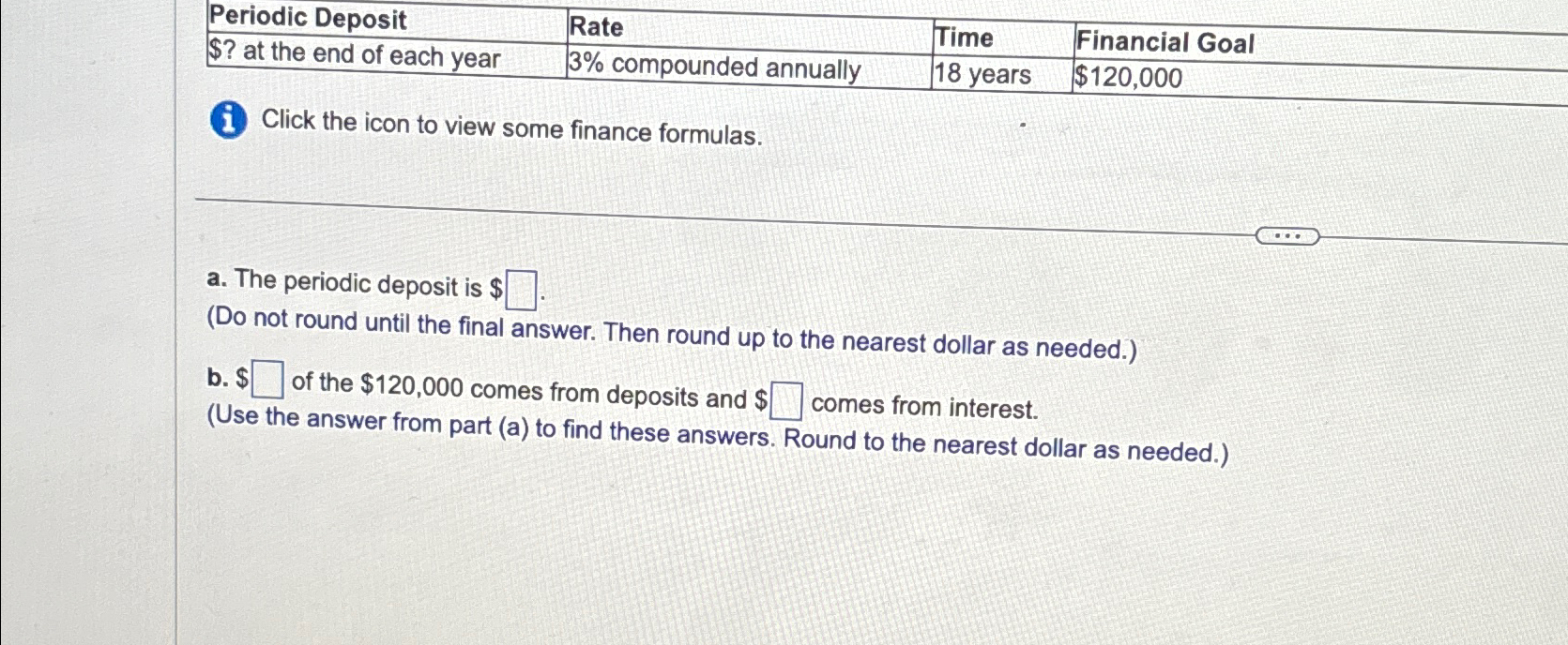 Solved \table[[Periodic Deposit,Rate,Time,Financial | Chegg.com