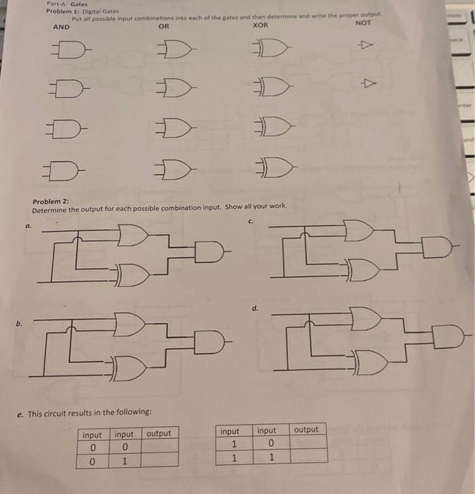 Solved Part A Gates Problem 11 Digital Gates Put all | Chegg.com