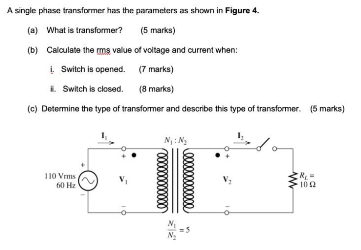 Solved A single phase transformer has the parameters as | Chegg.com