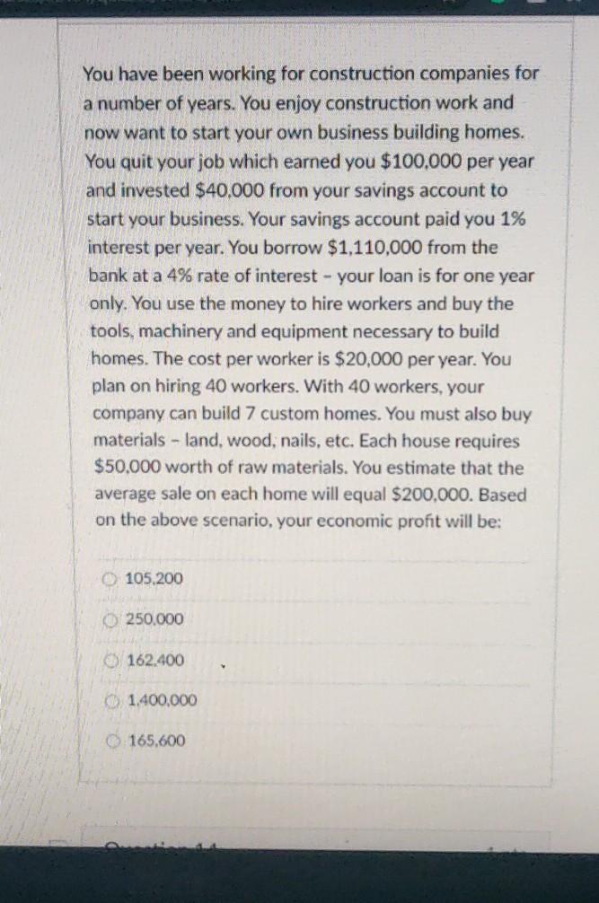 Solved You have been working for construction companies for | Chegg.com