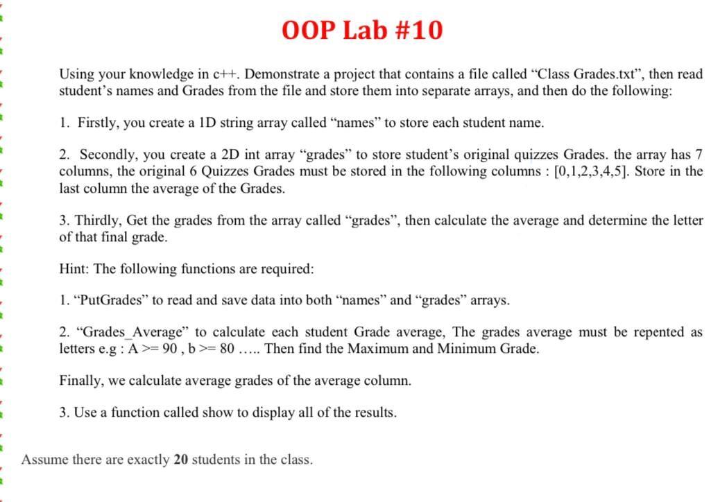 Solved OOP Lab #10 Using your knowledge in c++. Demonstrate | Chegg.com