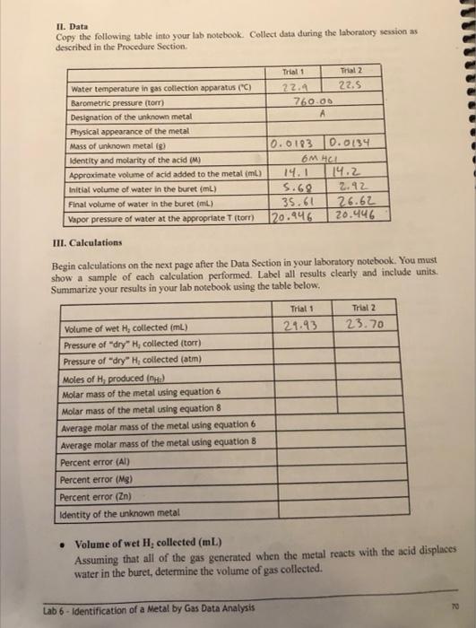 i need help with my calculations for my lab for | Chegg.com