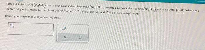 Solved Aqueous sulfuric acid (H₂SO4) reacts with solid | Chegg.com