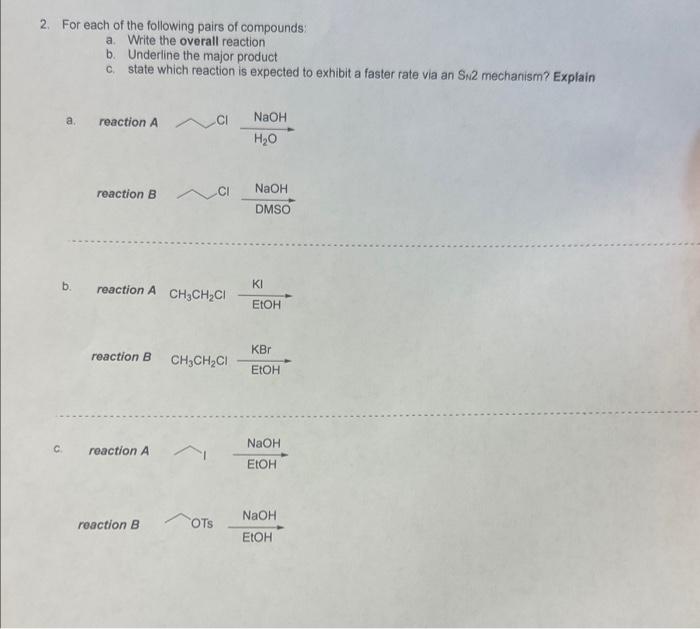 Solved 2. For each of the following pairs of compounds: a. | Chegg.com