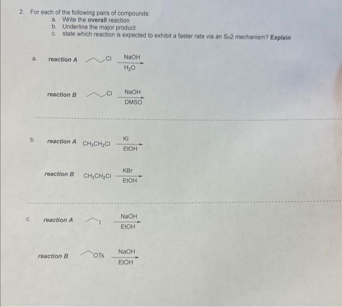 Solved 2. For Each Of The Following Pairs Of Compounds: A. | Chegg.com