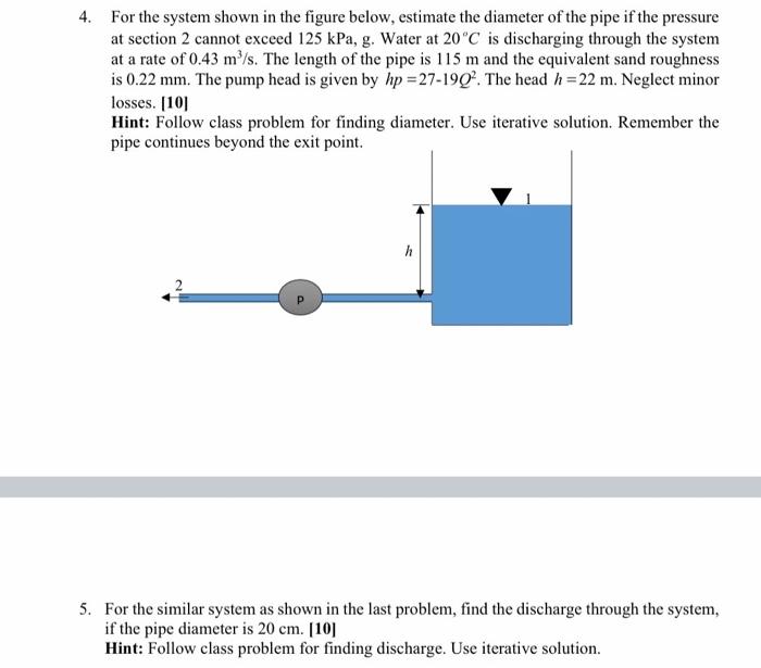 Solved 4. For the system shown in the figure below, estimate | Chegg.com