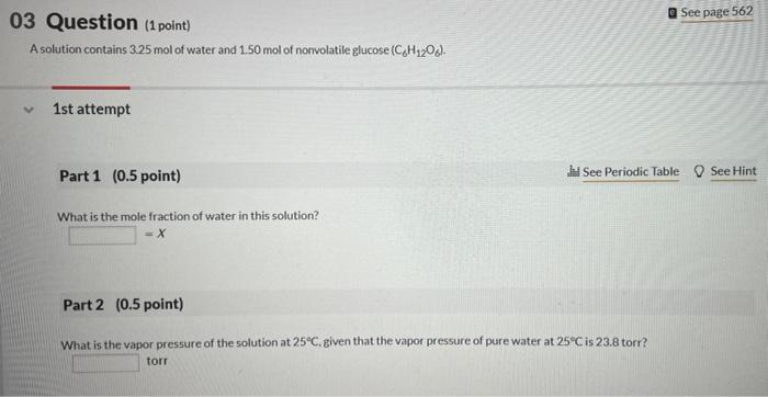 Solved See page 562 03 Question (1 point) A solution | Chegg.com