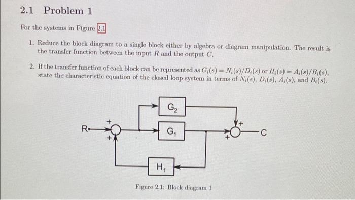 For the systems in Figure 2.1 1. Reduce the block | Chegg.com