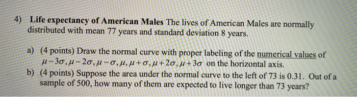 Solved 4) Life expectancy of American Males The lives of | Chegg.com