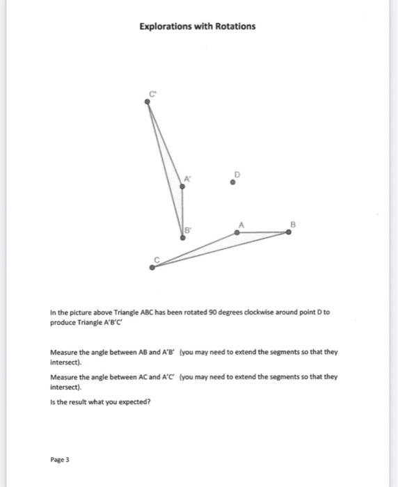 Solved Explorations with Rotations In the picture above | Chegg.com