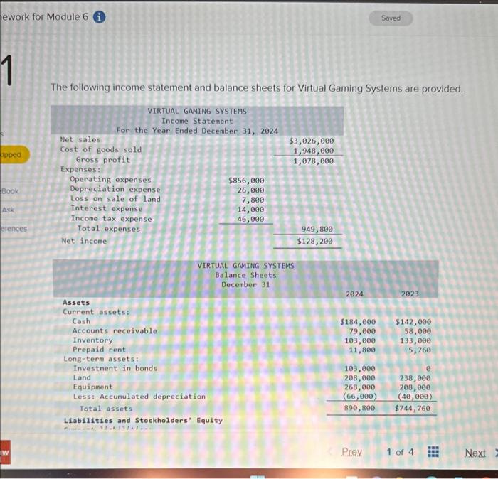 Solved The Following Income Statement And Balance Sheets For | Chegg.com