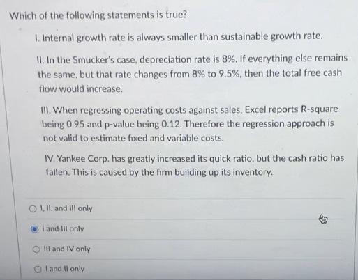 Solved Which of the following statements is true? Internal | Chegg.com