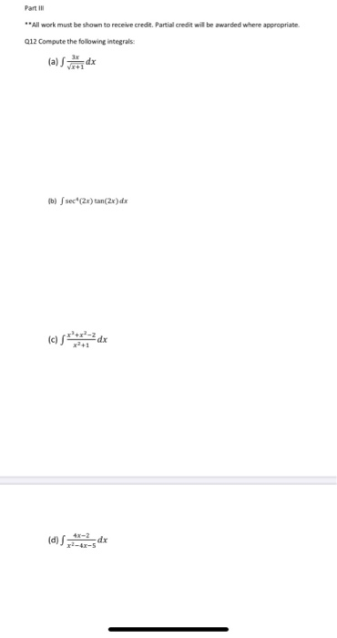 Solved Part 1 **All work must be shown to receive credit. | Chegg.com
