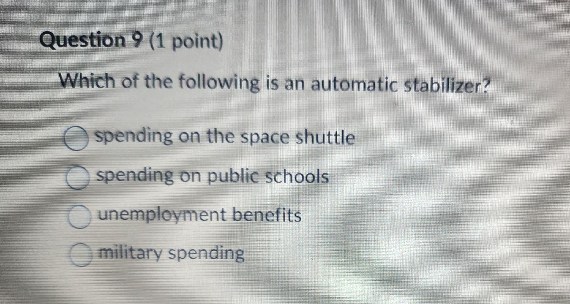 Solved Which of the following is an automatic stabilizer?