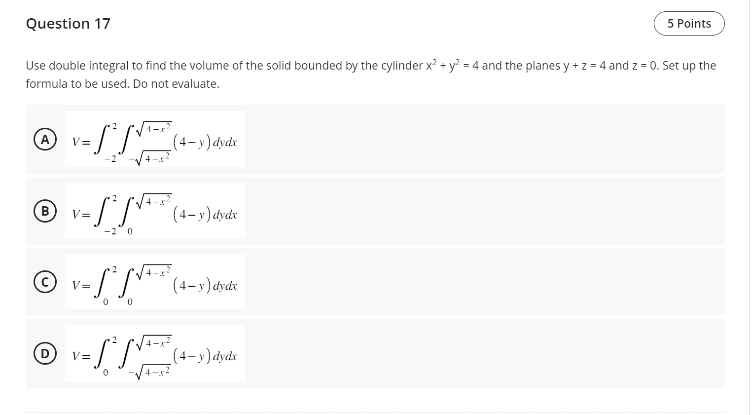 Solved Question 6Question 17Use Double Integral To Find The | Chegg.com