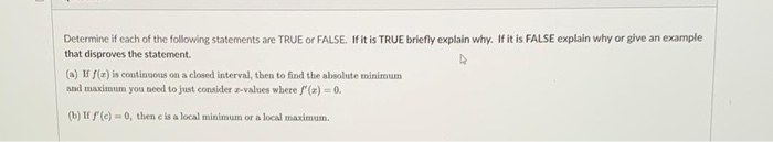 Solved Determine if each of the following statements are | Chegg.com