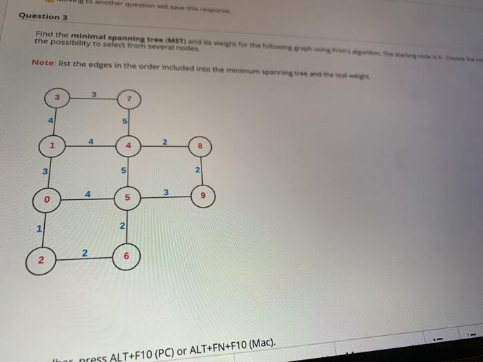 Solved another guest Question 3 Find the minimal spanning | Chegg.com