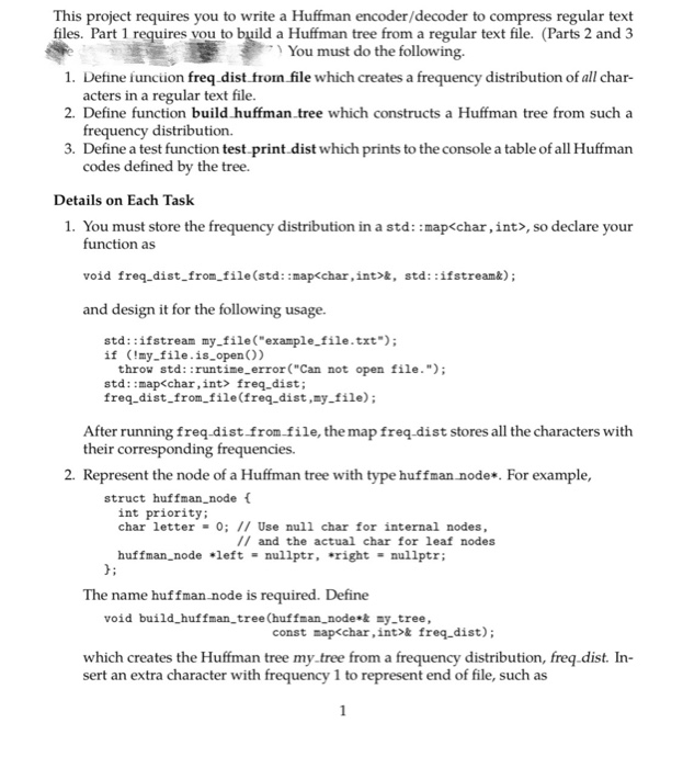 Solved This project requires you to write a Huffman | Chegg.com