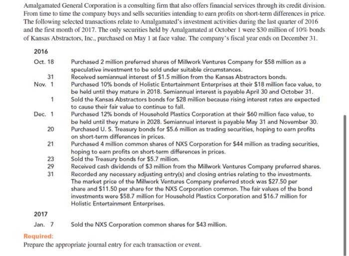 Solved Amalgamated General Corporation is a consulting firm