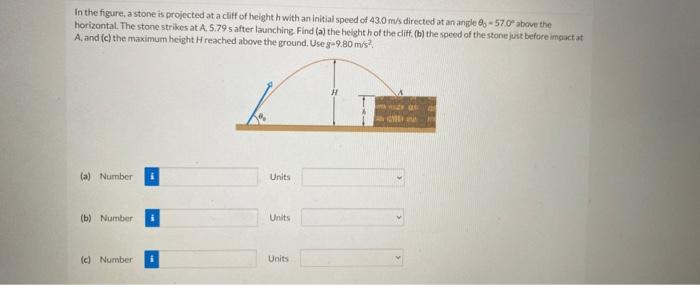 Solved In the figure, a stone is projected at a cliff of | Chegg.com