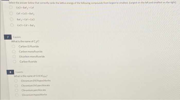 Solved Select the answer below that correctly ranks the | Chegg.com