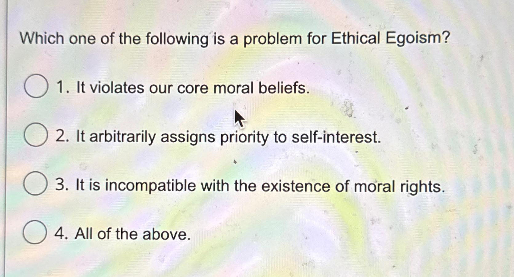 Solved Which one of the following is a problem for Ethical | Chegg.com
