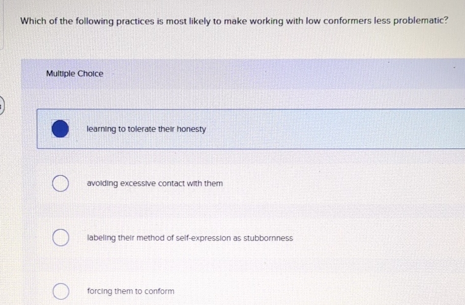Solved Which of the following practices is most likely to | Chegg.com