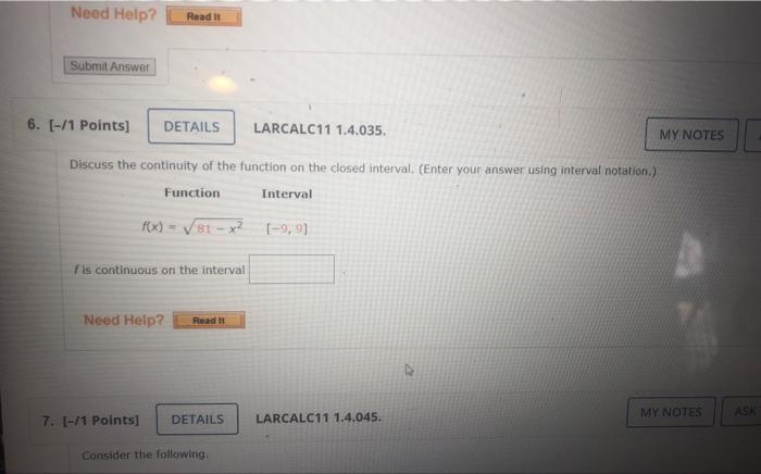 Solved Discuss the continuity of the function on the closed | Chegg.com