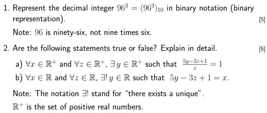 Solved [5] [5] 1. Represent the decimal integer 963 = | Chegg.com