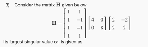 Solved Consider the matrix H ﻿given | Chegg.com