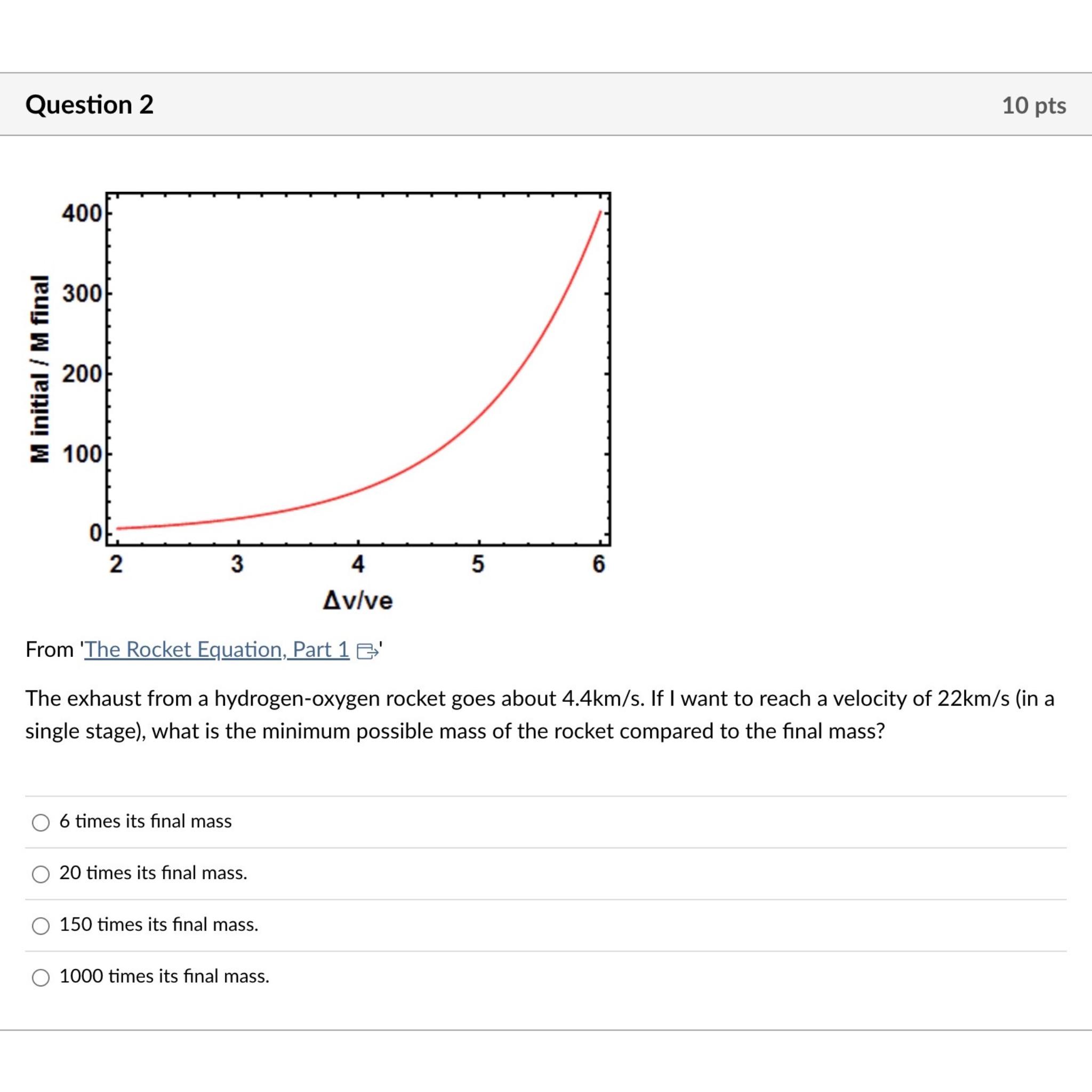 Solved Question 210 ﻿ptsFrom 'The Rocket Equation, Part | Chegg.com