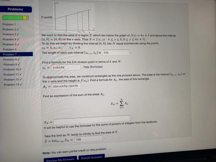 Solved Problems (1 point) Problem 1 Problem 2 Problem 3 | Chegg.com