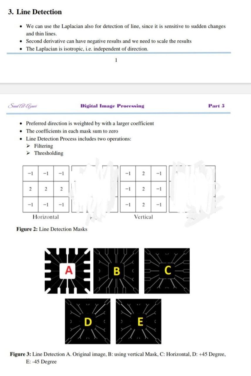 Solved 3. Line Detection • We can use the Laplacian also for | Chegg.com