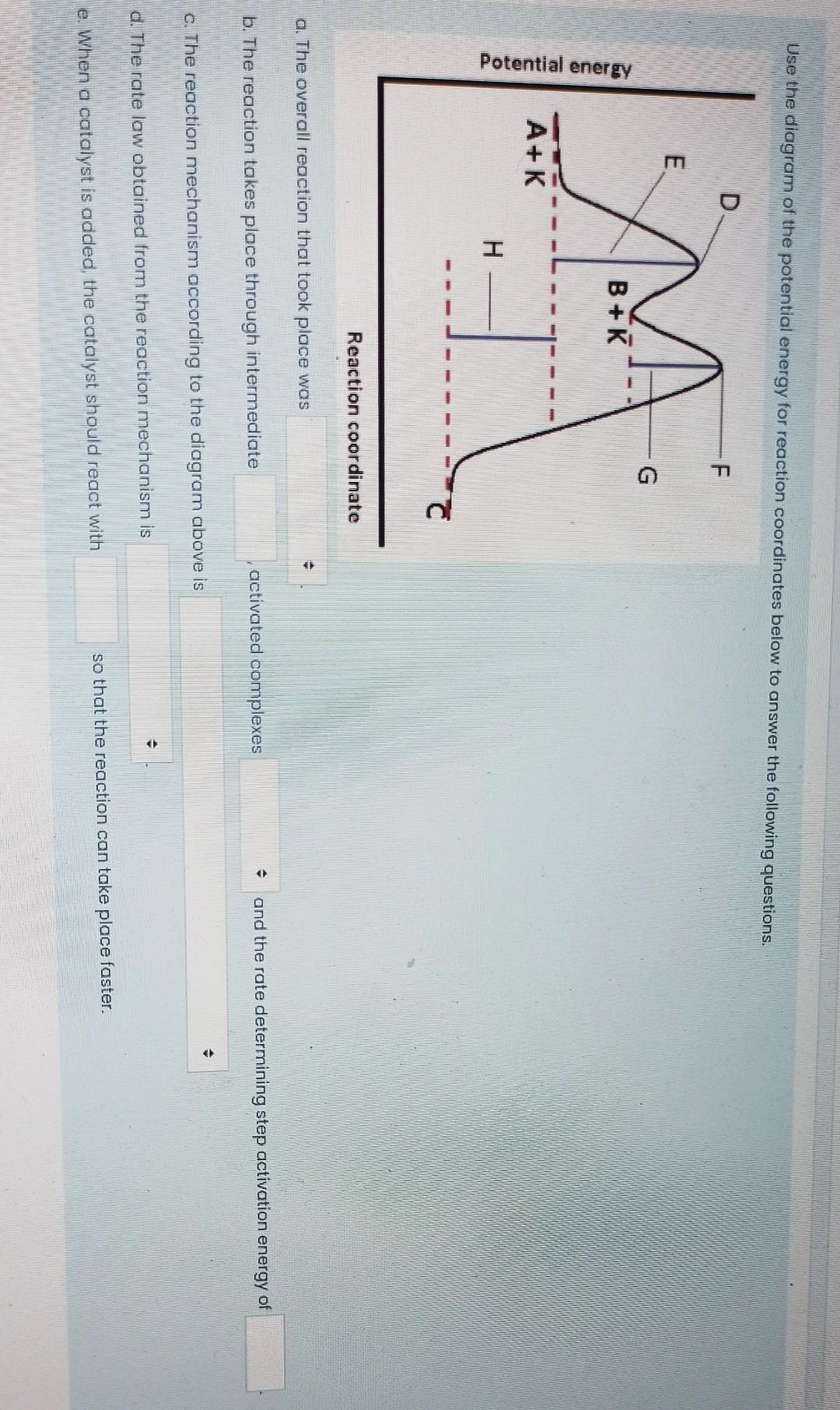 Solved Use the diagram of the potential energy for reaction | Chegg.com