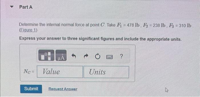 Solved Determine the internal normal force at point C. Take | Chegg.com