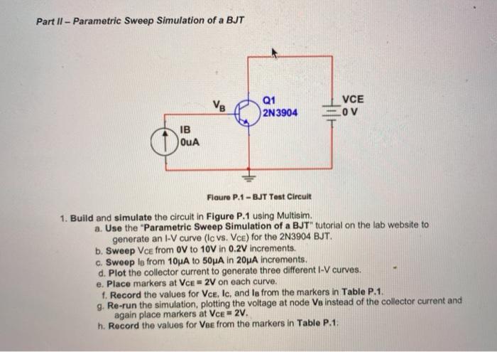 Solved Part II - Parametric Sweep Simulation of a BJT Vg Q1 | Chegg.com