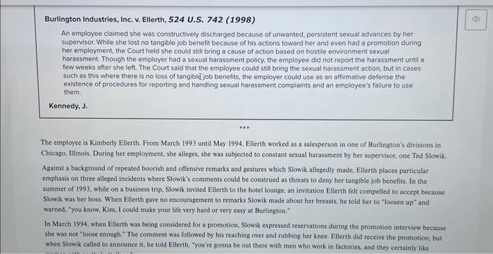 Burlington Industries, Inc, v. Ellerth, 524 U.S. 742