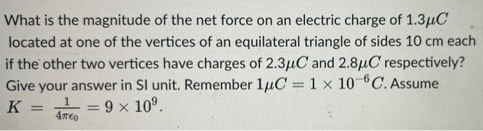 Solved What Is The Magnitude Of The Net Force On An Electric | Chegg.com