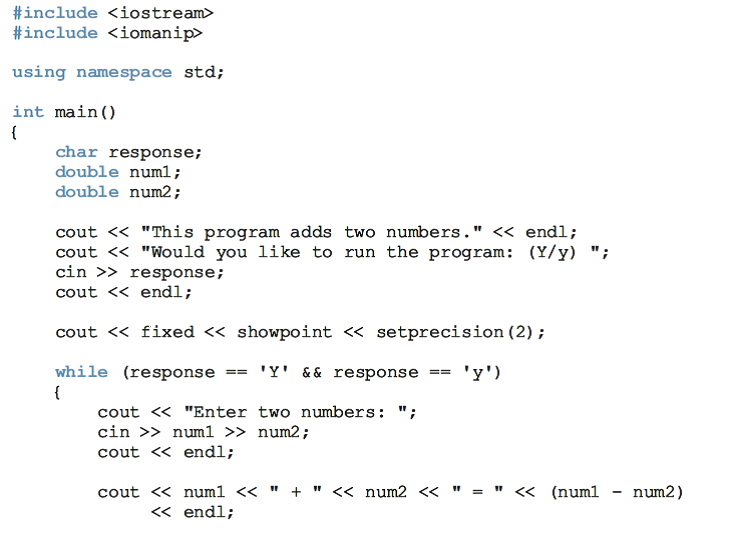 Solved: The following program is designed to input two numbers and ...