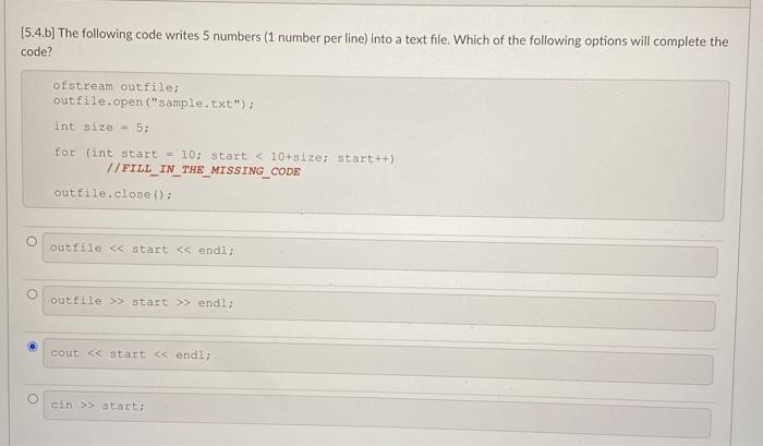 Solved [5.4.b) The following code writes 5 numbers (1 number | Chegg.com