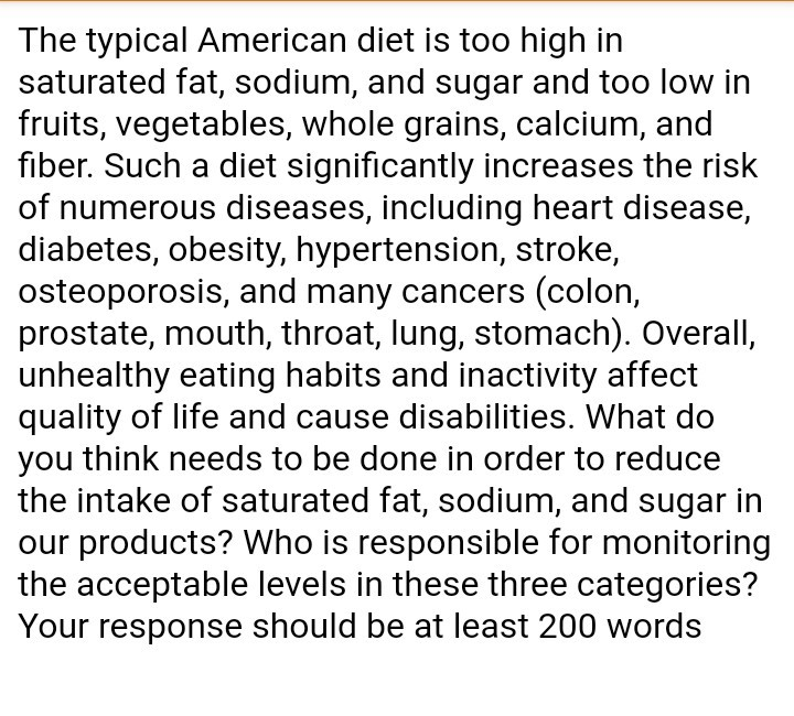 Solved The typical American diet is too high in saturated