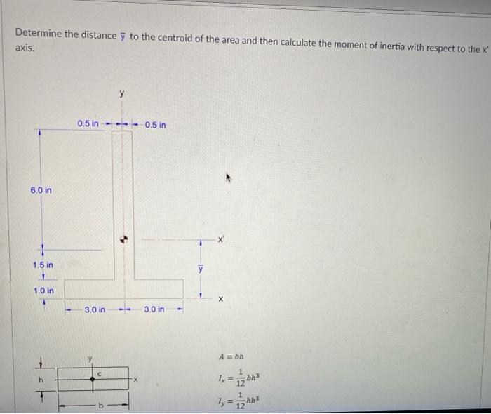Solved Determine the distance y to the centroid of the area | Chegg.com