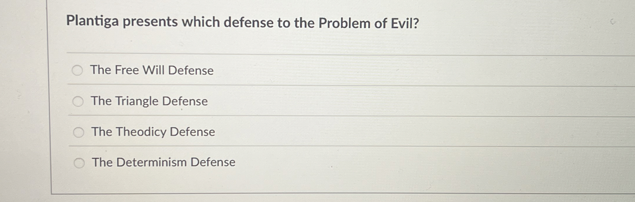 Solved Plantiga presents which defense to the Problem of | Chegg.com