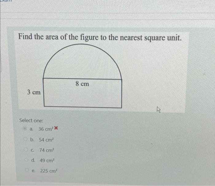 Solved Find the area of the figure to the nearest square | Chegg.com