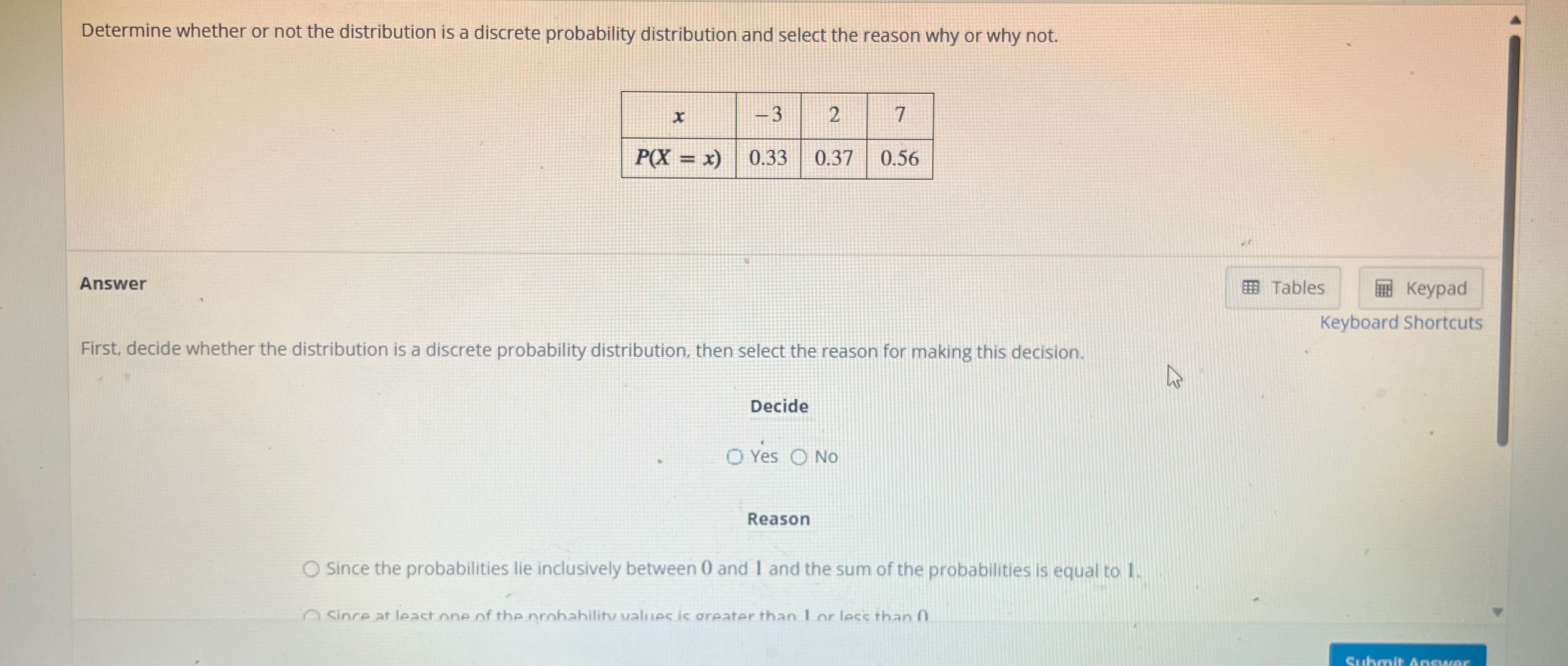 Solved Determine whether or not the distribution is a | Chegg.com