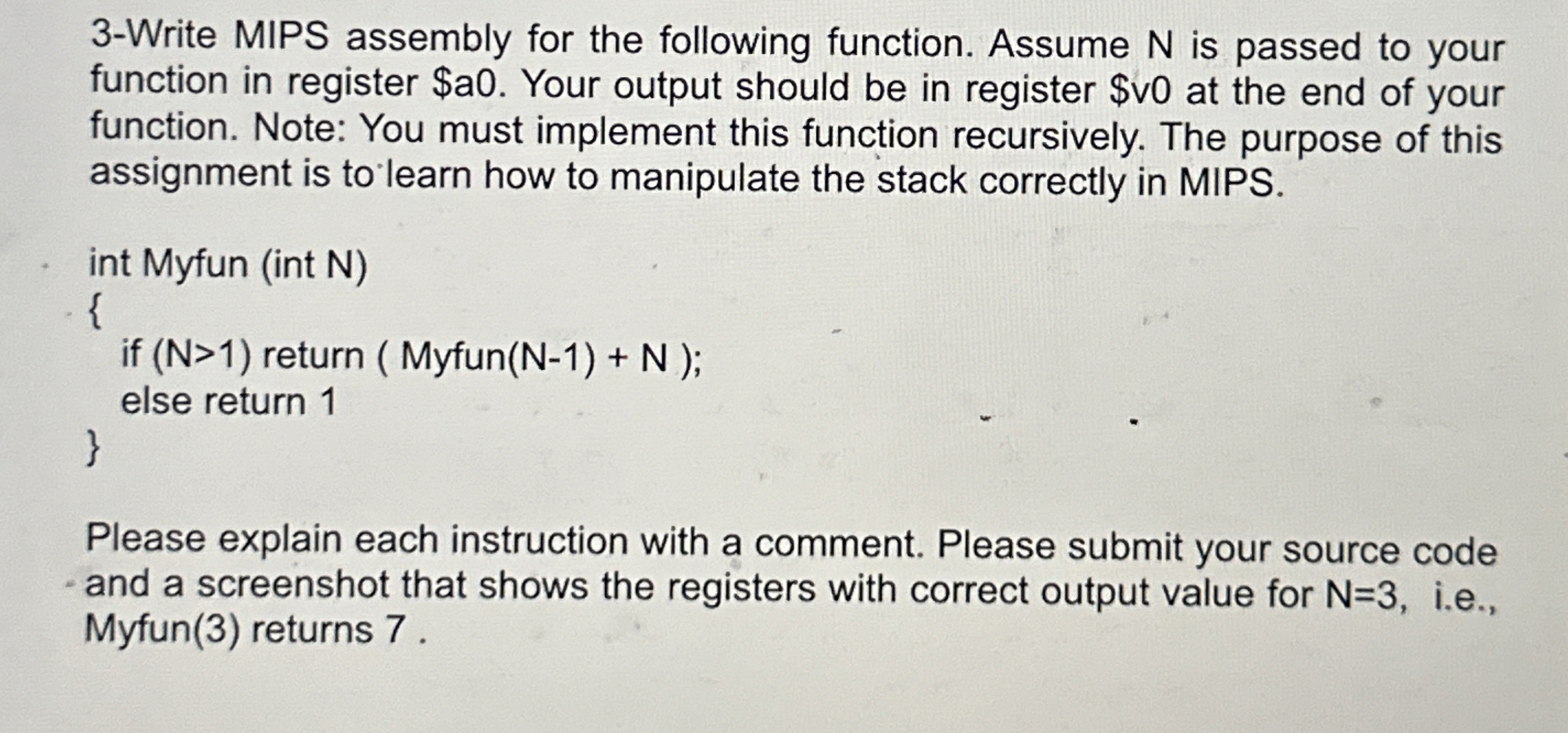 Solved 3-Write MIPS assembly for the following function. | Chegg.com