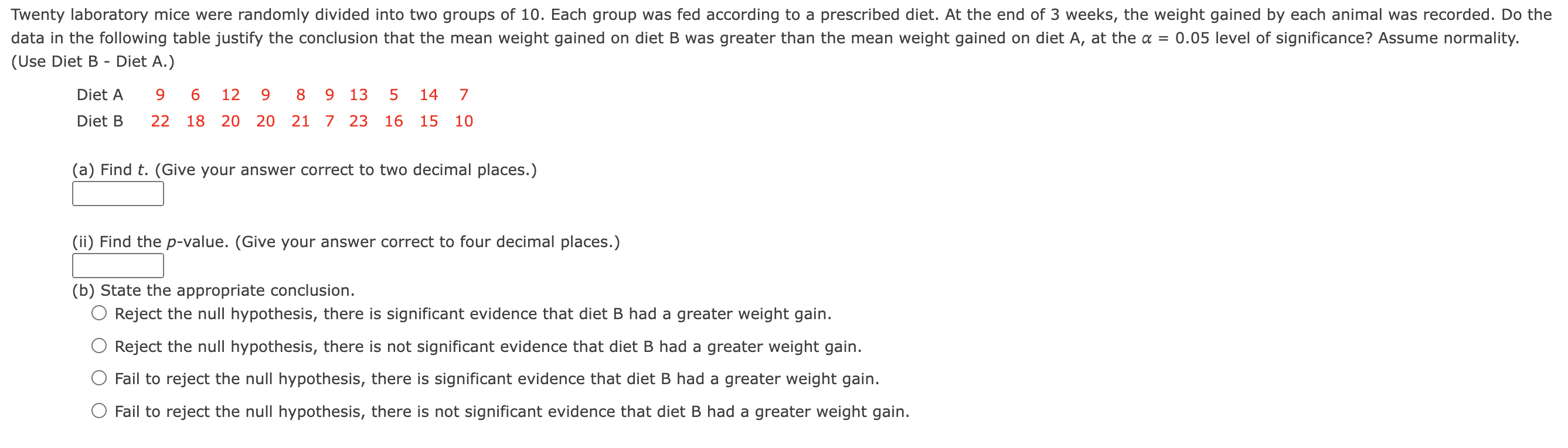 Solved Twenty laboratory mice were randomly divided into two