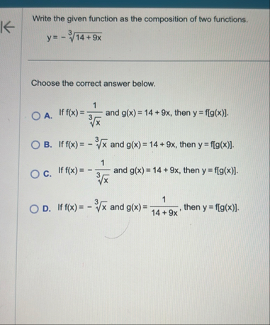 Solved Write the given function as the composition of two | Chegg.com